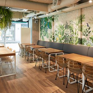 보타니컬 아트 벽화와 식물을 활용한 자연친화적 인테리어